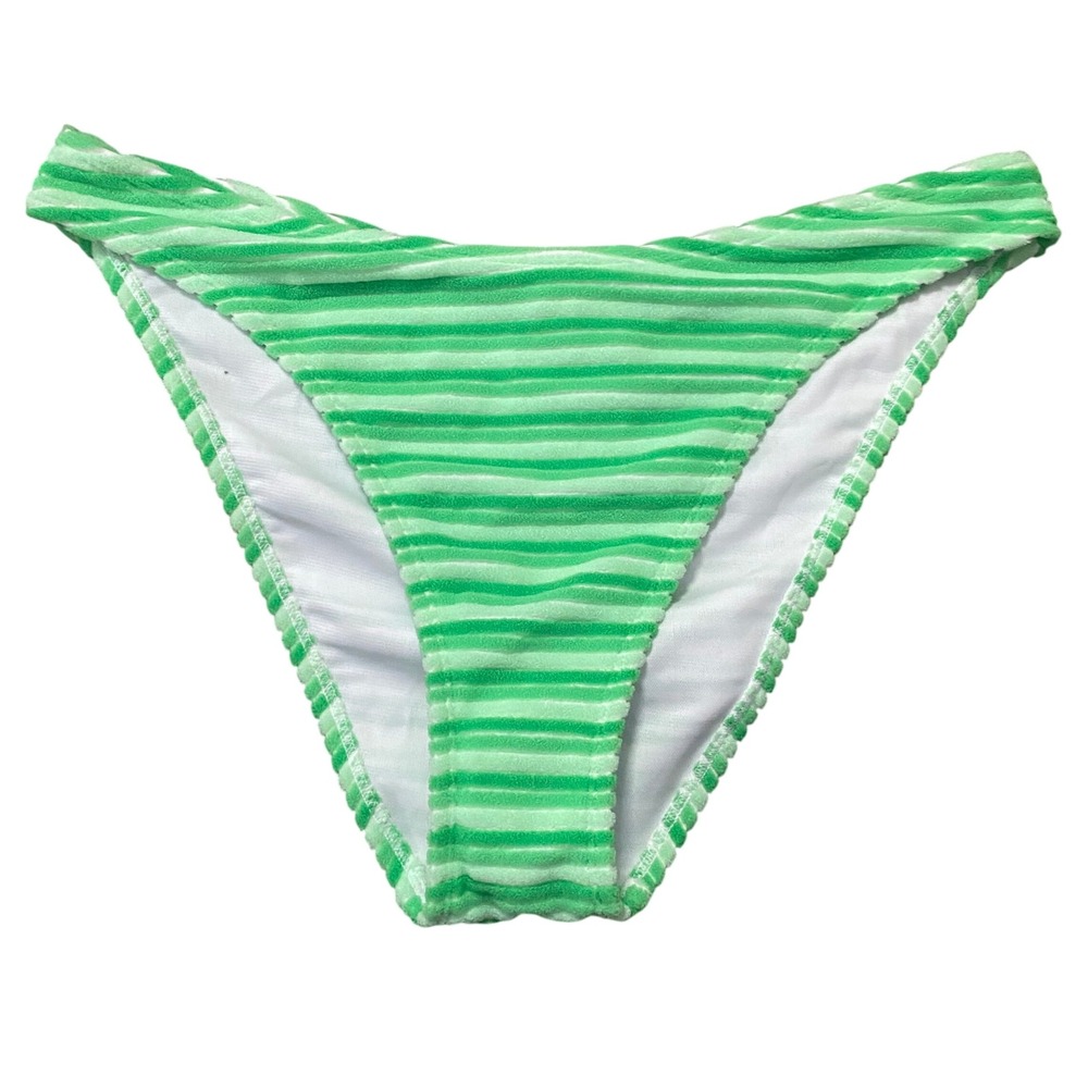 No Boundaries Bikini Bottoms Womens Large L 12-14 Green Ribbed Textured Cheeky